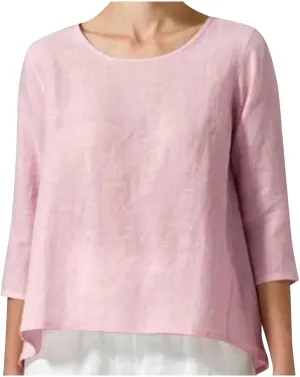 2025 Womens Linen 3/4 Sleeve Blouse Crew Neck Summer Casual Tops Loose Fit Flowy Tunics Tees Dressy Peasant Shirts