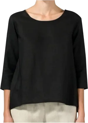 2025 Womens Linen 3/4 Sleeve Blouse Crew Neck Summer Casual Tops Loose Fit Flowy Tunics Tees Dressy Peasant Shirts