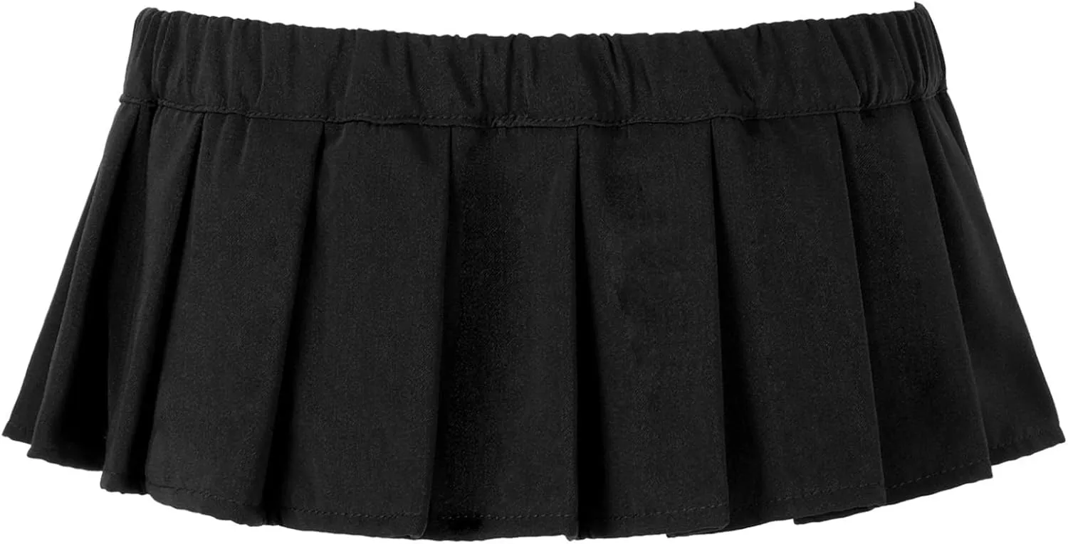 ACSUSS Women Pleated Mini Skirt Sexy Lingerie School Girl Micro Cosplay Costume Short Skirts Underwear