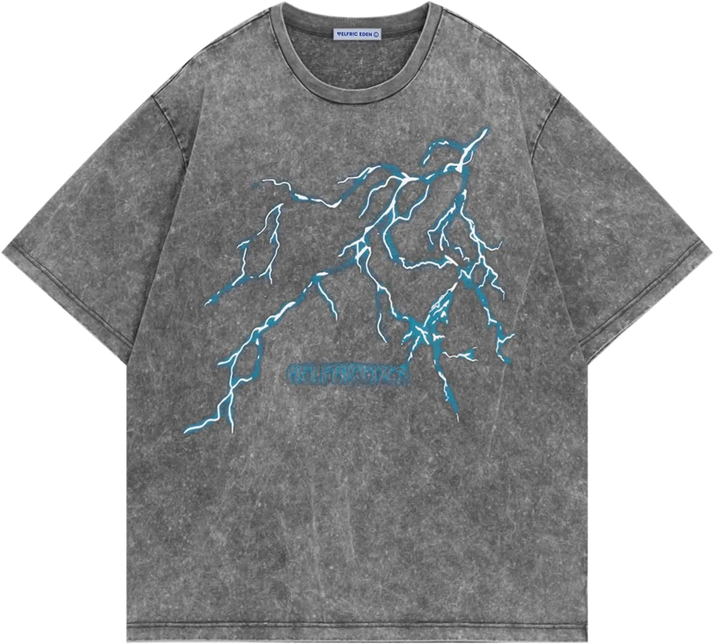 Aelfric Eden Washed Lightning Graphic Tees Y2k Oversized T-Shirts Vintage Unisex Streetwear Cotton Shirt Casual Summer Tops