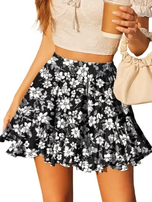 ALCEA ROSEA Women's Mini Lingerie Skirts Pleated Elastic High Waisted Flowy Ruffles Flared Skorts Skirts 7883