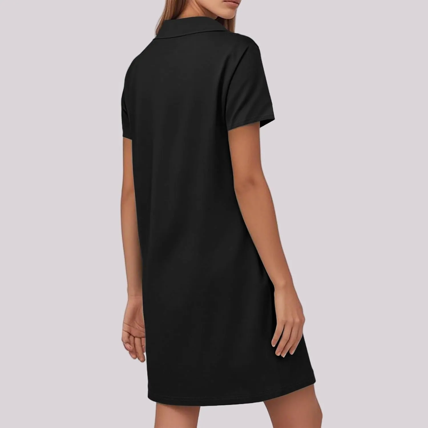 Azeralia Women's 2025 Summer Short Sleeve Mini Dress Casual Collared V Neck Loose T Shirt Dresses Maxi Dresses