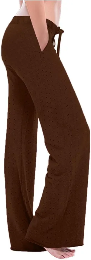 Casual Pants for Women Elastic High Waisted Straight Leg Trousers Lounge Casual Beach Comfy Bottoms with Pockets