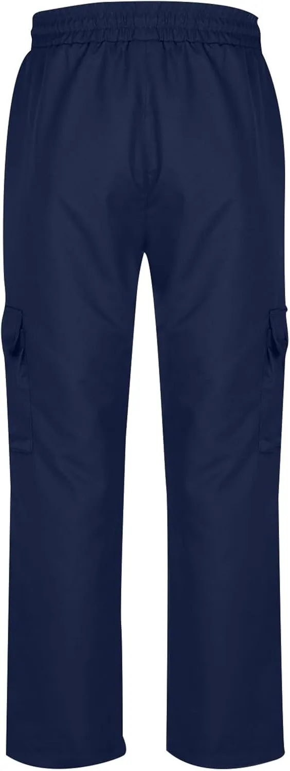 Chino Cargo Pants for Men Elastic Waist Work Pants Straight Leg Hiking Pants Drawstring Stretch Active Pants with Pockets