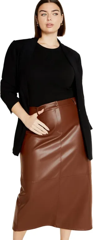 City Chic Women's Apparel Plus Size CITYCHIC Skirt PU Ivy, Nougat
