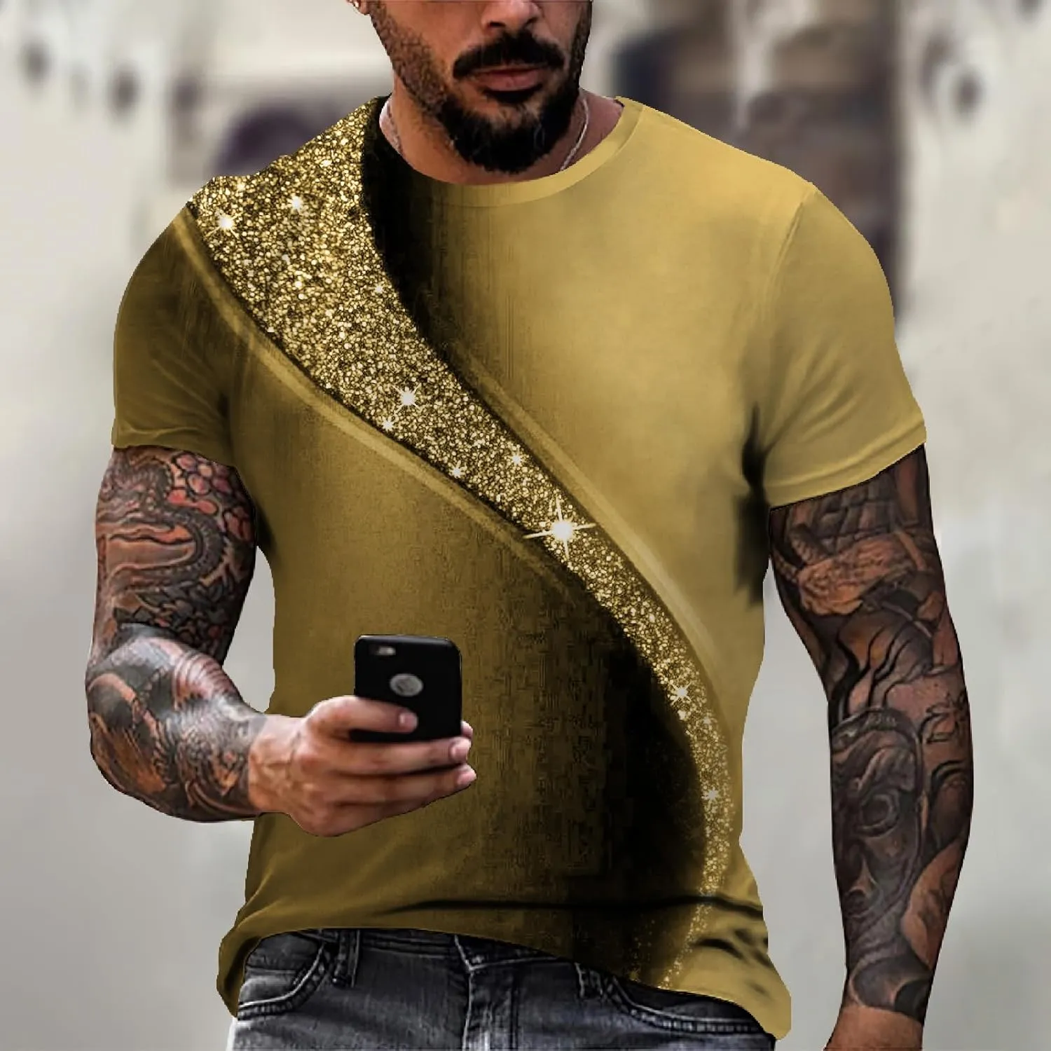 Cool T Shirts for Men with Designs,3D Printed Graphic Tees Basic Short Sleeve Crewneck Summer Tops Casual Slim Tees