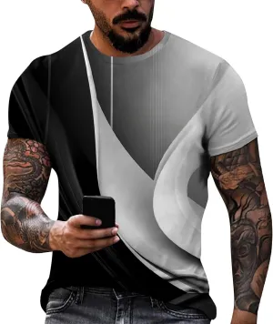 Cool T Shirts for Men with Designs,3D Printed Graphic Tees Basic Short Sleeve Crewneck Summer Tops Casual Slim Tees