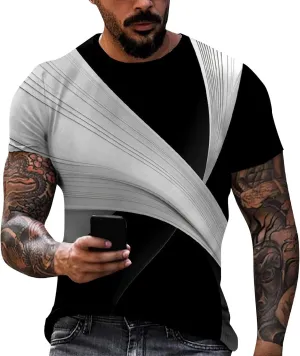 Cool T Shirts for Men with Designs,3D Printed Graphic Tees Basic Short Sleeve Crewneck Summer Tops Casual Slim Tees