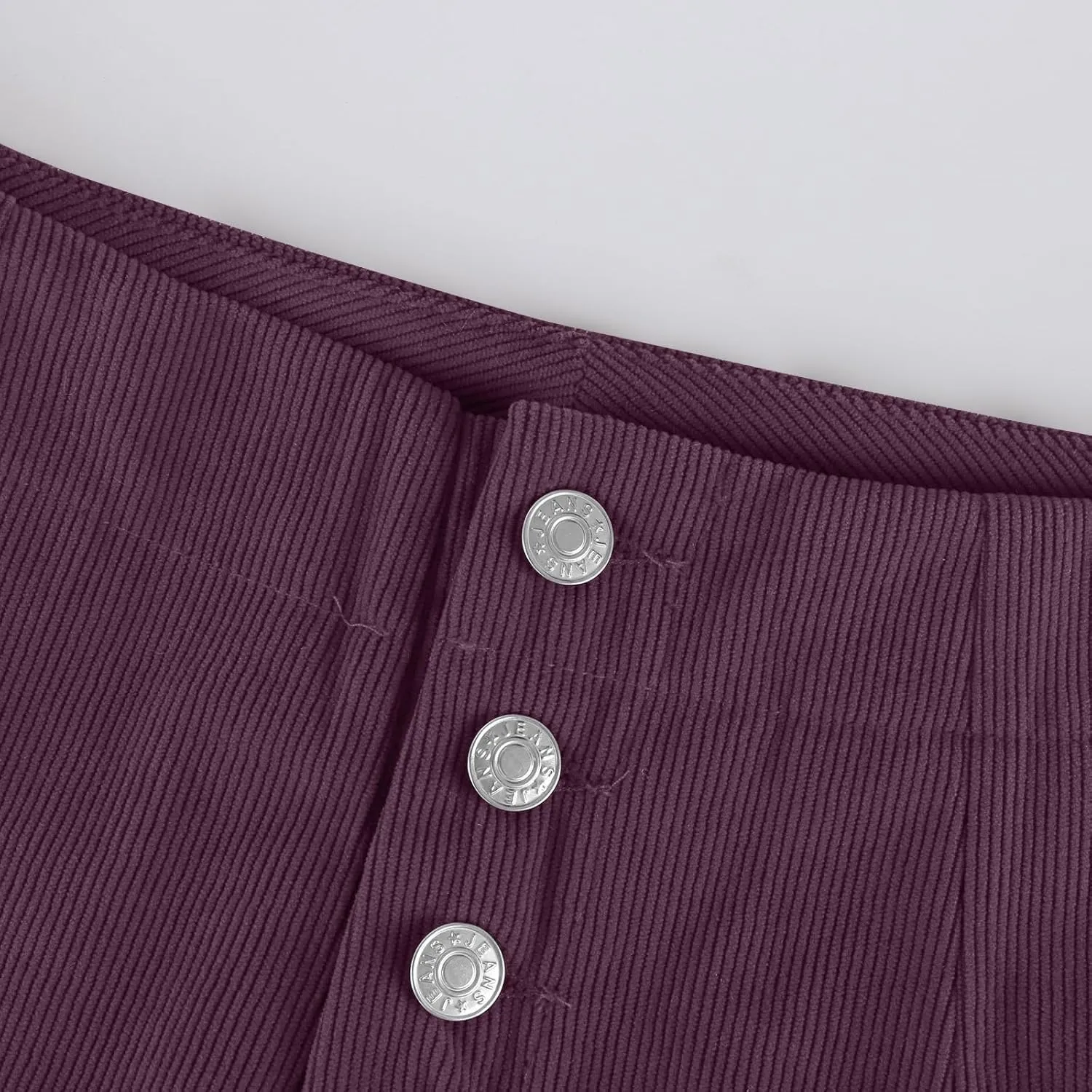 Corduroy Pants Women Button Barrel Low Rise Pants Cropped Casual Pants Wide Leg Snkle Pants Stretchy Trouser with Pocket