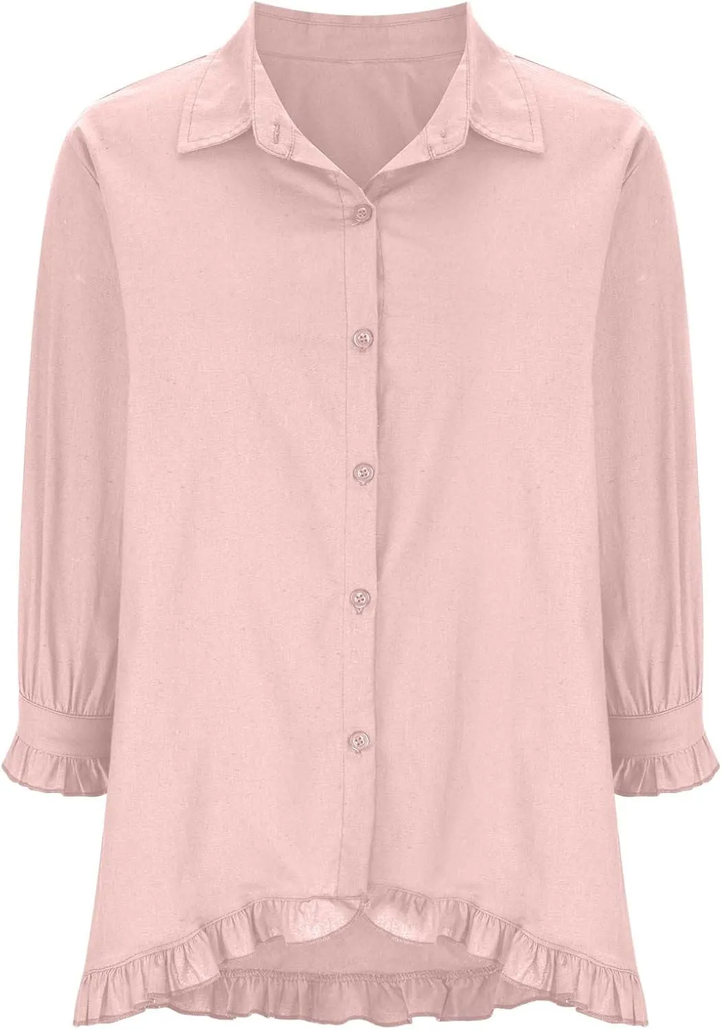 Cotton Linen Tops for Women Plus Size 3/4 Sleeve Shirt Boho Loose fit Tunic Loose Fit Summer Work Oversized Blouse
