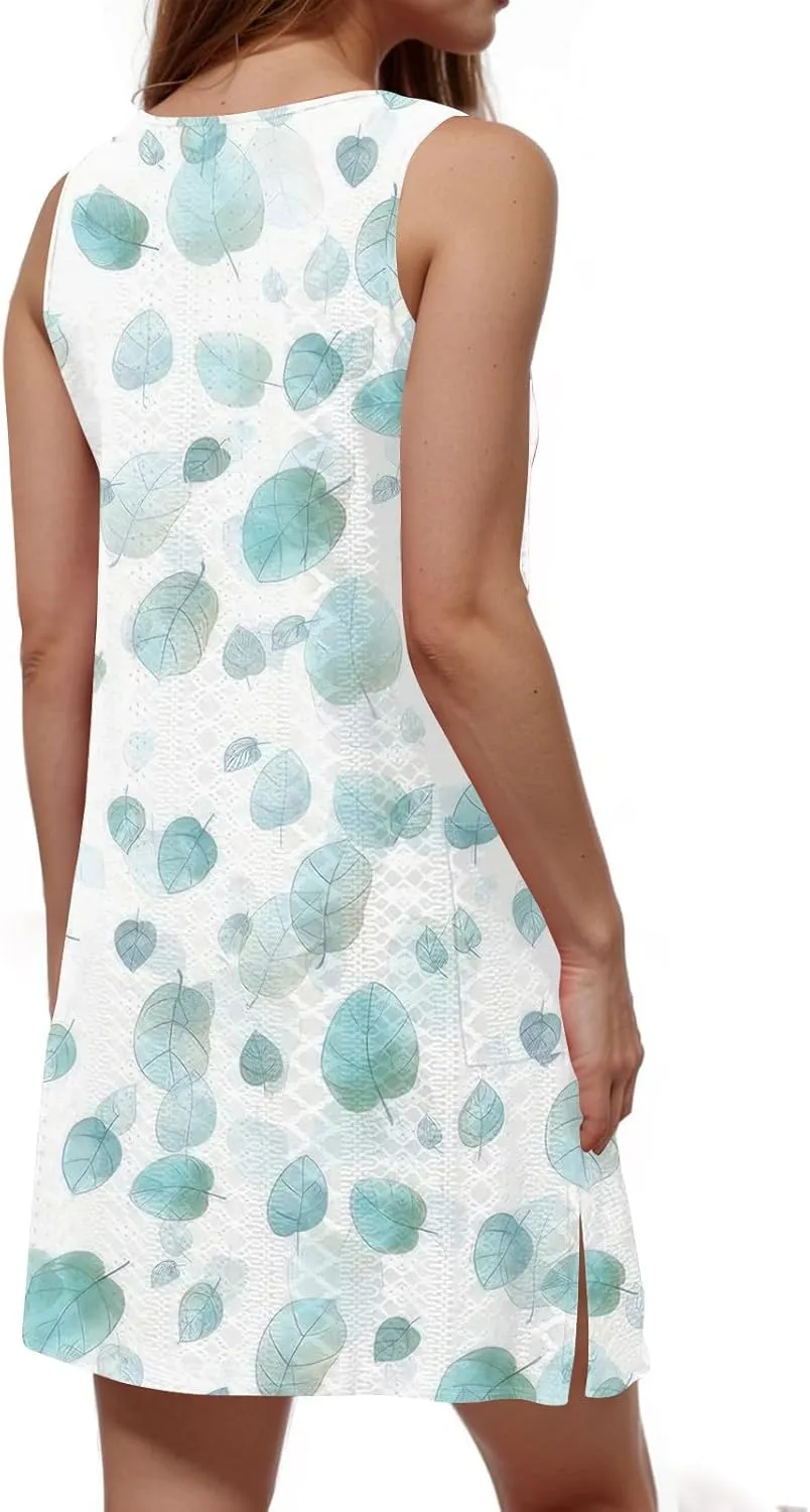Coverup Summer Dresses for Women 2025 Eyelet Casual Loose Sleeveless Sundresses Tank Dresses with Pockets