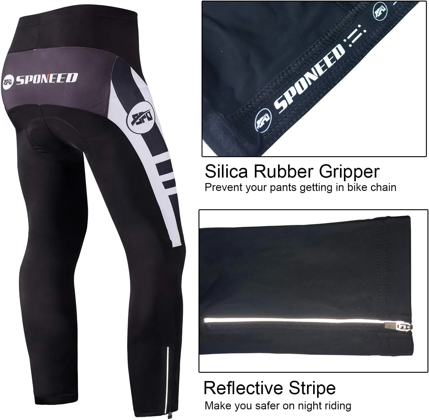 Cycling Pants for Men Road Bike Compression Tights Winter Biking Bottoms with Padding UV Proof