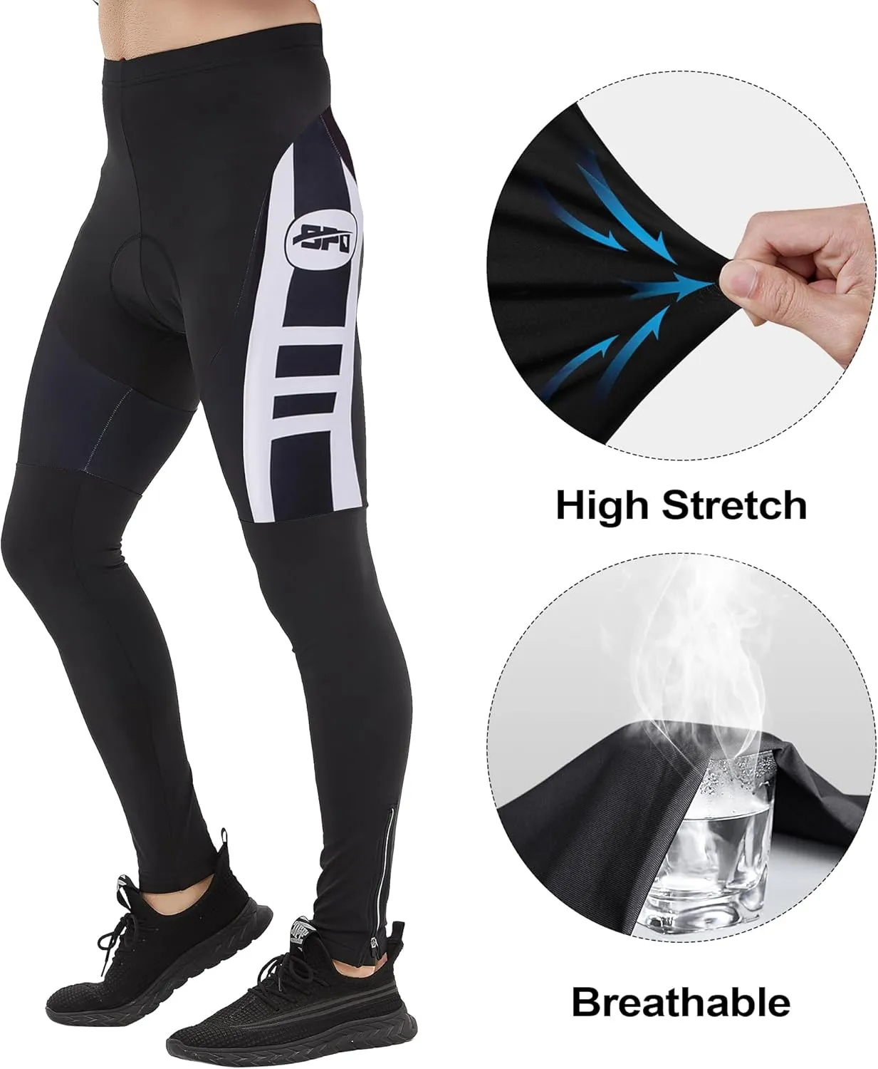 Cycling Pants for Men Road Bike Compression Tights Winter Biking Bottoms with Padding UV Proof