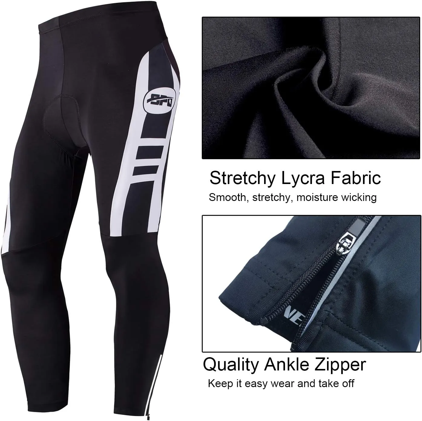 Cycling Pants for Men Road Bike Compression Tights Winter Biking Bottoms with Padding UV Proof