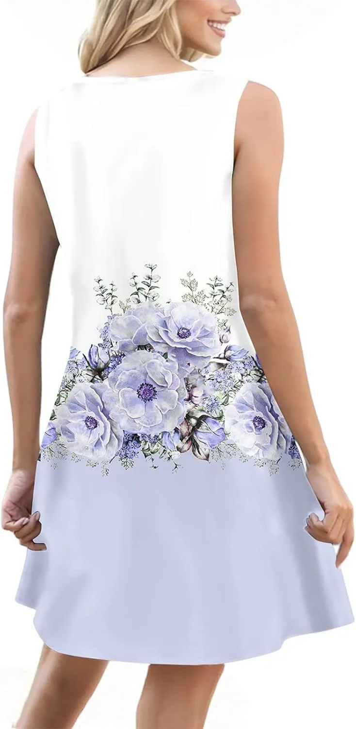 Dresses for Women 2025 Plus Size Sleeveless v Neck Mini Dresses Sexy Vacation Summer Clothes Sundress with Pockets