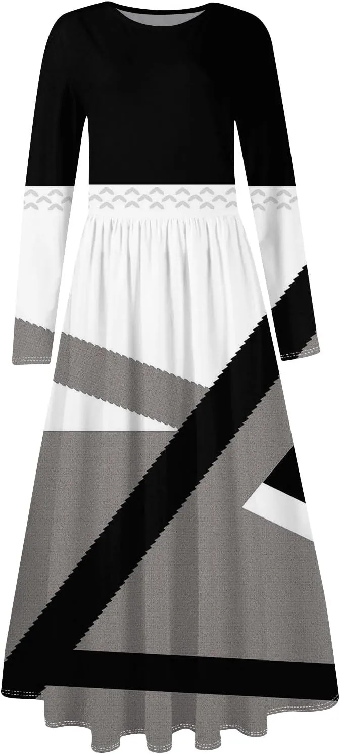 Dresses for Women 2025 Spring Midi Long Sleeve V Neck Modest Trendy Cute Tea Length Waist Curvy Dress