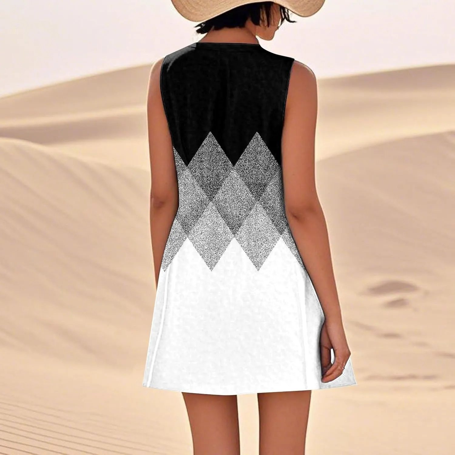 Dresses for Women 2025 Summer Beach Vacation Clothes Spring Sleeveless Plus Size Round Neck Sundresses