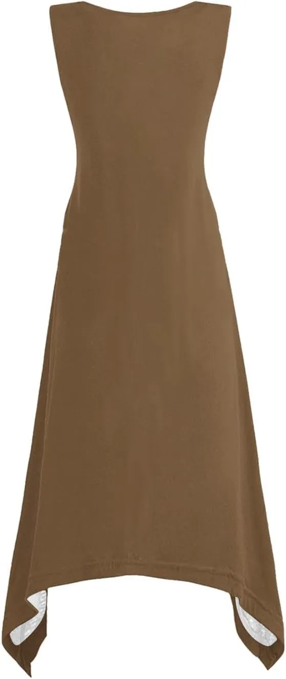 Dresses for Women Summer A-Linen Dress Vacation Solid Sleeveless Loose Sundresses 2025 Wedding Guest Casual Outfit
