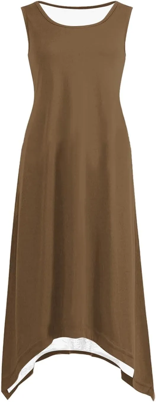 Dresses for Women Summer A-Linen Dress Vacation Solid Sleeveless Loose Sundresses 2025 Wedding Guest Casual Outfit