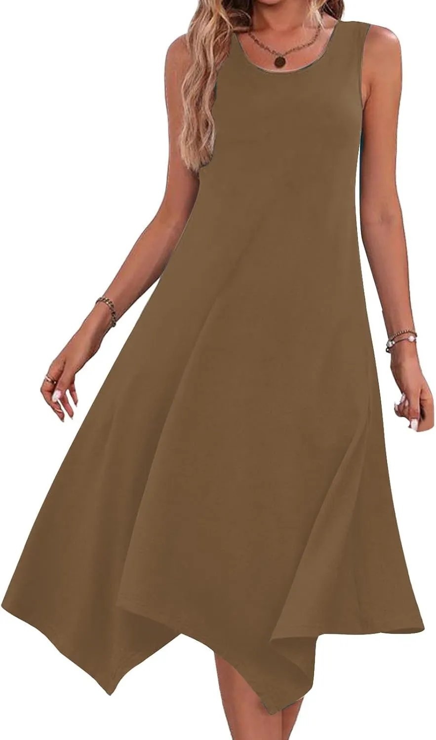 Dresses for Women Summer A-Linen Dress Vacation Solid Sleeveless Loose Sundresses 2025 Wedding Guest Casual Outfit