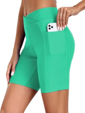 Ekouaer Women's 8.5" Board Shorts High Waisted Swimsuit Bottoms Cross Waist Beach Surf Swimwear with Pocket S-3XL