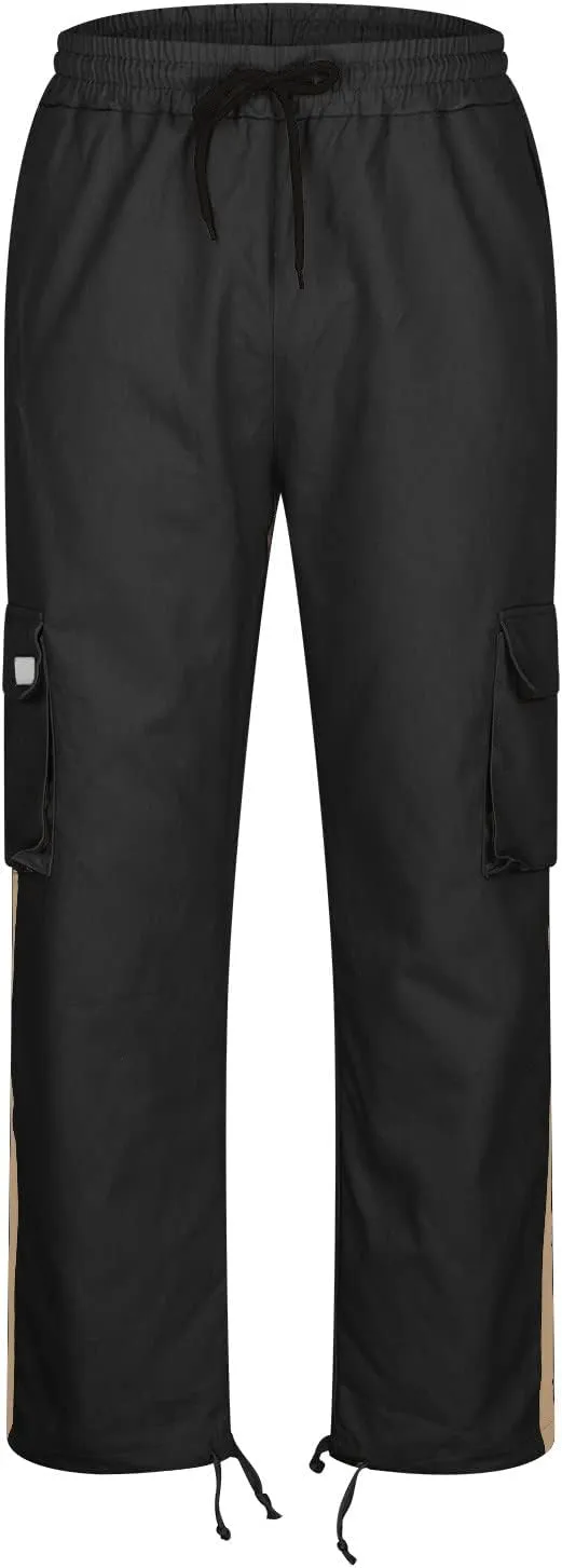 Finelylove Mens Cargo Pants Joggers Casual Athletic Pants Hiking Pants Loose Fit Straight Leg Flex Cargo Sweat Pants