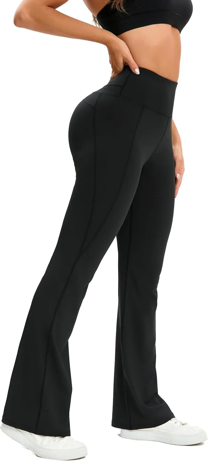 Flare Leggings for Women,High Waisted Women Yoga Pants with Tummy Control,Casual Bell Bottoms Flared Leggings