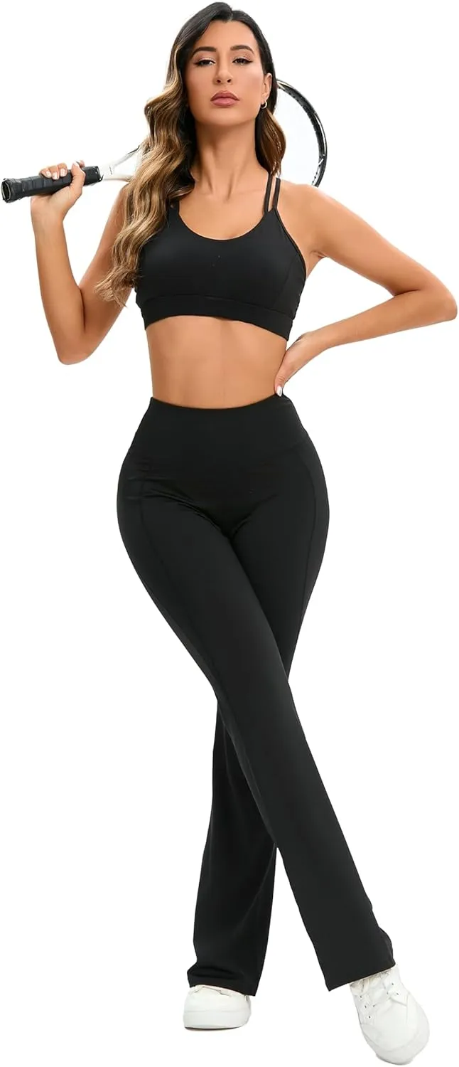 Flare Leggings for Women,High Waisted Women Yoga Pants with Tummy Control,Casual Bell Bottoms Flared Leggings