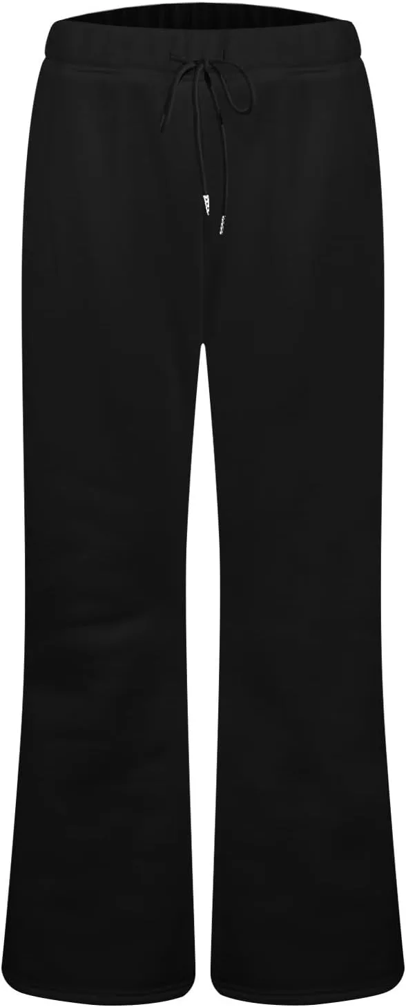 Flare Wide Leg Sweatpants Women Baggy Drawstring Athletic Pants High Waisted Joggers with Pockets Pants Bell Bottoms