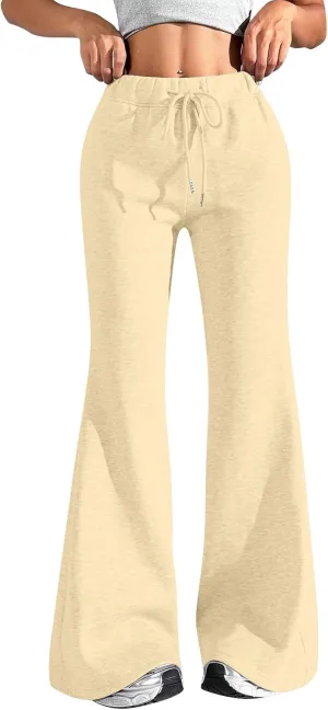 Flare Wide Leg Sweatpants Women Baggy Drawstring Athletic Pants High Waisted Joggers with Pockets Pants Bell Bottoms