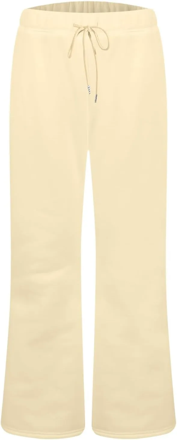 Flare Wide Leg Sweatpants Women Baggy Drawstring Athletic Pants High Waisted Joggers with Pockets Pants Bell Bottoms
