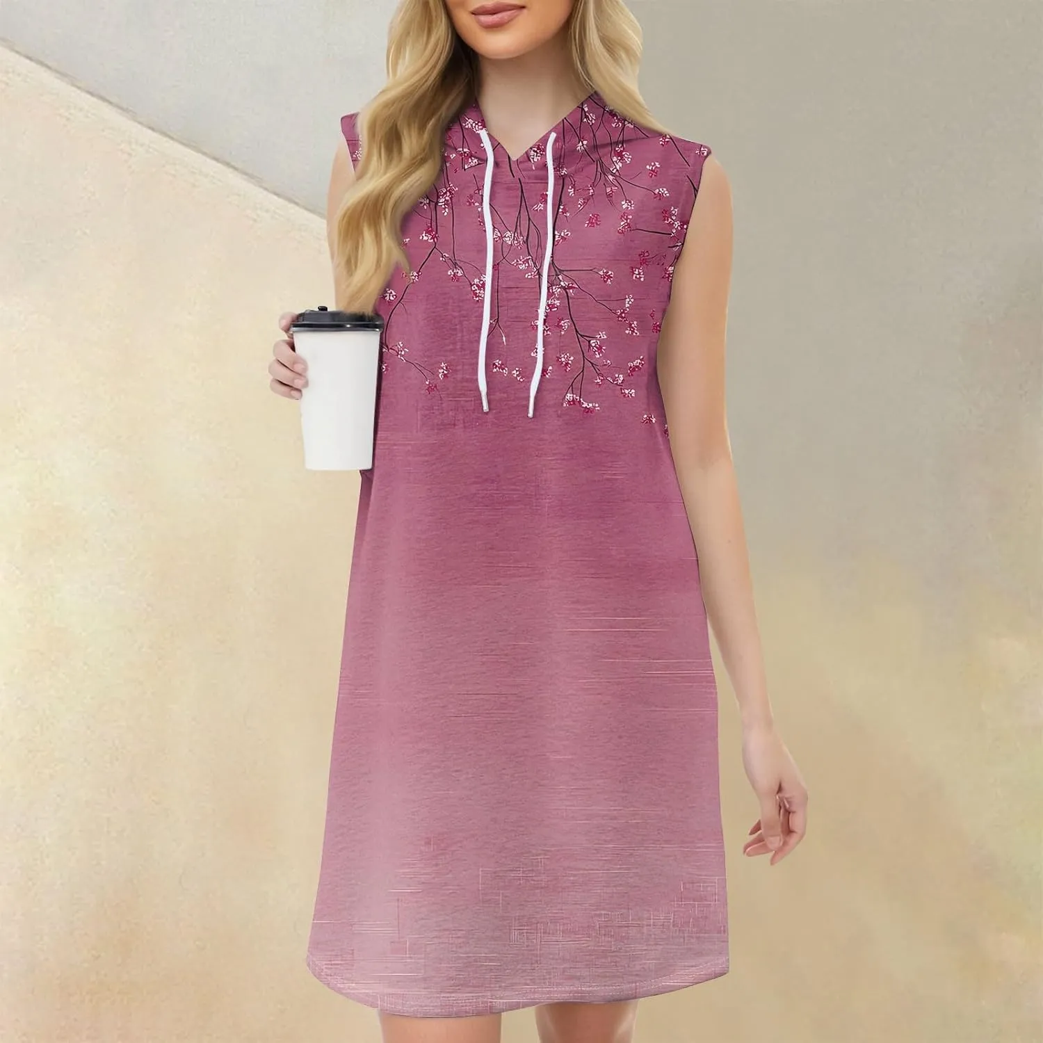 Floral Dress for Women Sleeveless Hooded Summer Dresses Fashion 2025 Beach Vacation Clothes for Womens