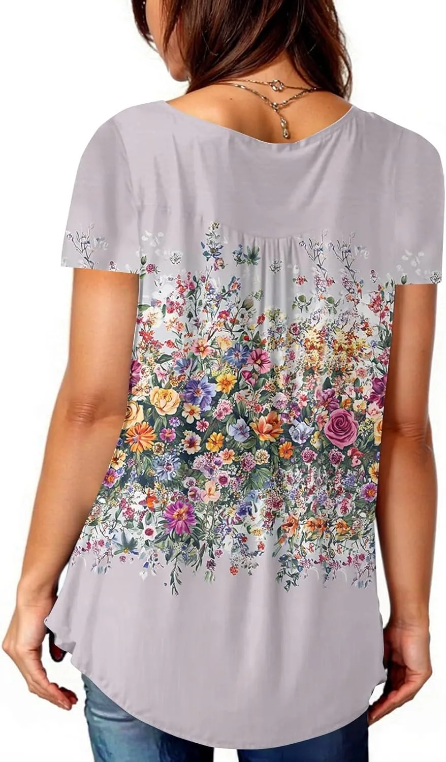 FQZWONG Summer Tops for Women 2025 Plus Size Short Sleeve Shirts Loose Casual Ladies Crew Neck Button Down Boho Blouses