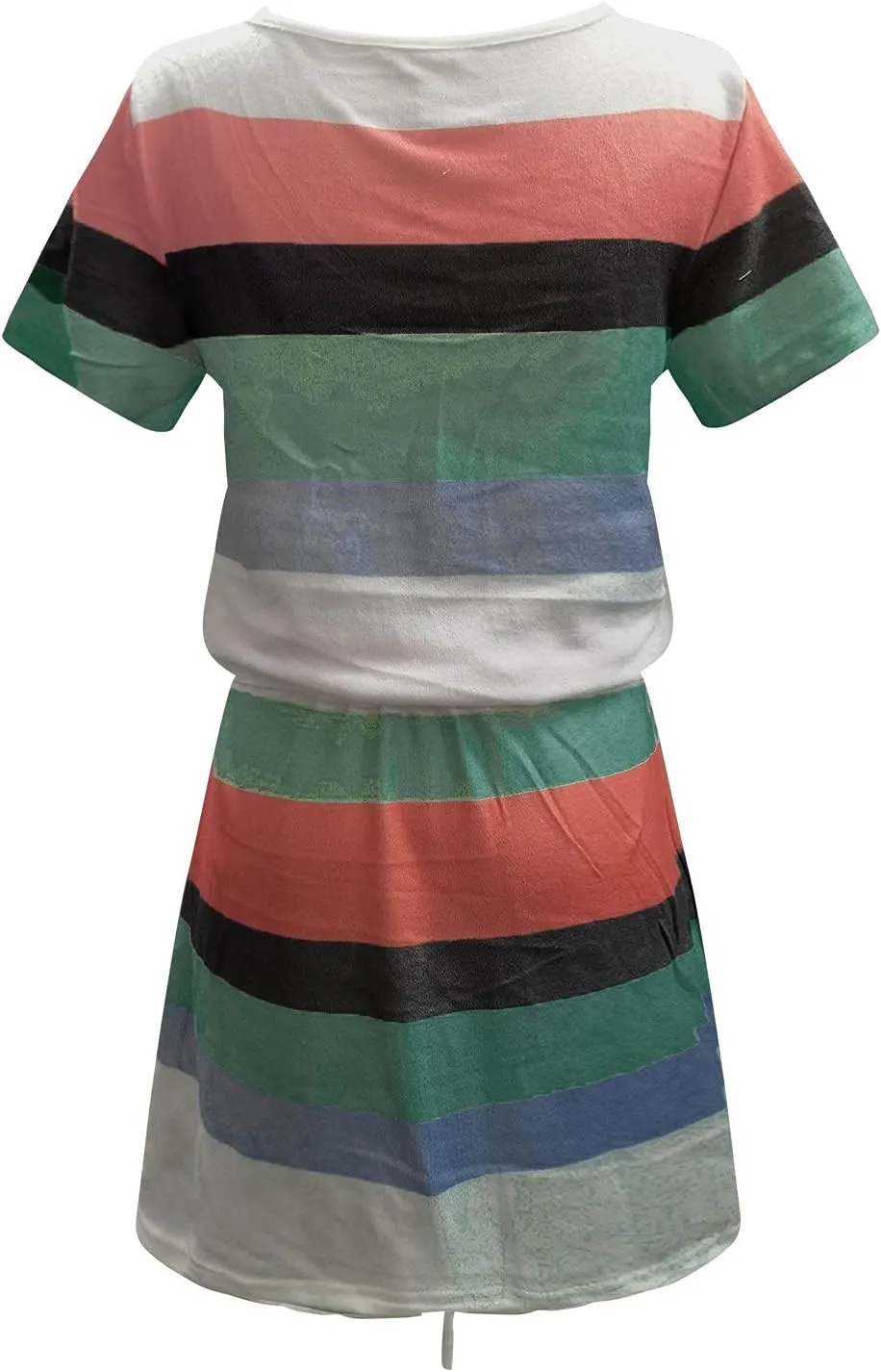 FZYLQY Summer Dresses for Women 2024 Casual Loose Sling V Neck Mini Dress Trendy Striped Drawstring Sundresses with Pockets