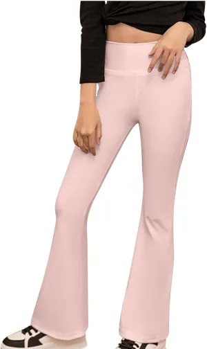 Girls Flare Leggings with Pockets High Waisted Bell Bottoms Yoga Pants Girls Dance Athletic Leggings Stretch Tights