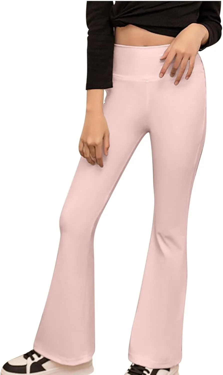 Girls Flare Leggings with Pockets High Waisted Bell Bottoms Yoga Pants Girls Dance Athletic Leggings Stretch Tights