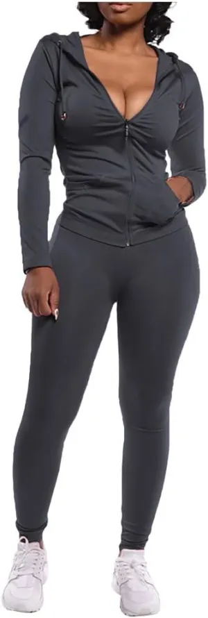 GOKKILRW Womens Casual 2 Piece Outfits Long Sleeve Zip Up Hoodies Jackets Skinny Sweatpants Running Jogging Sport Sweatsuits