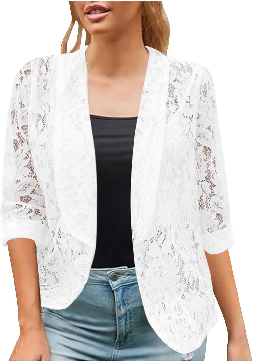HGps8w Floral Lace Jackets for Women's Stand Collar Zip Up Mesh Sheer Baseball Jacket