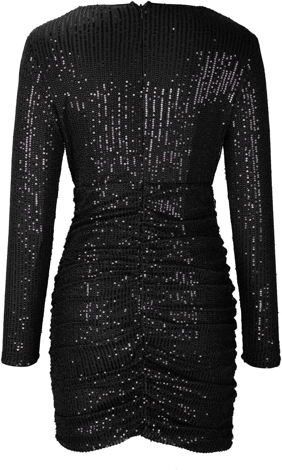 hlysgo Women's Bodycon Dresses Sexy Deep V Neck Long Sleeve Mini Dress Sparkly Glitter Sequin Dresses Club Cocktail Dress