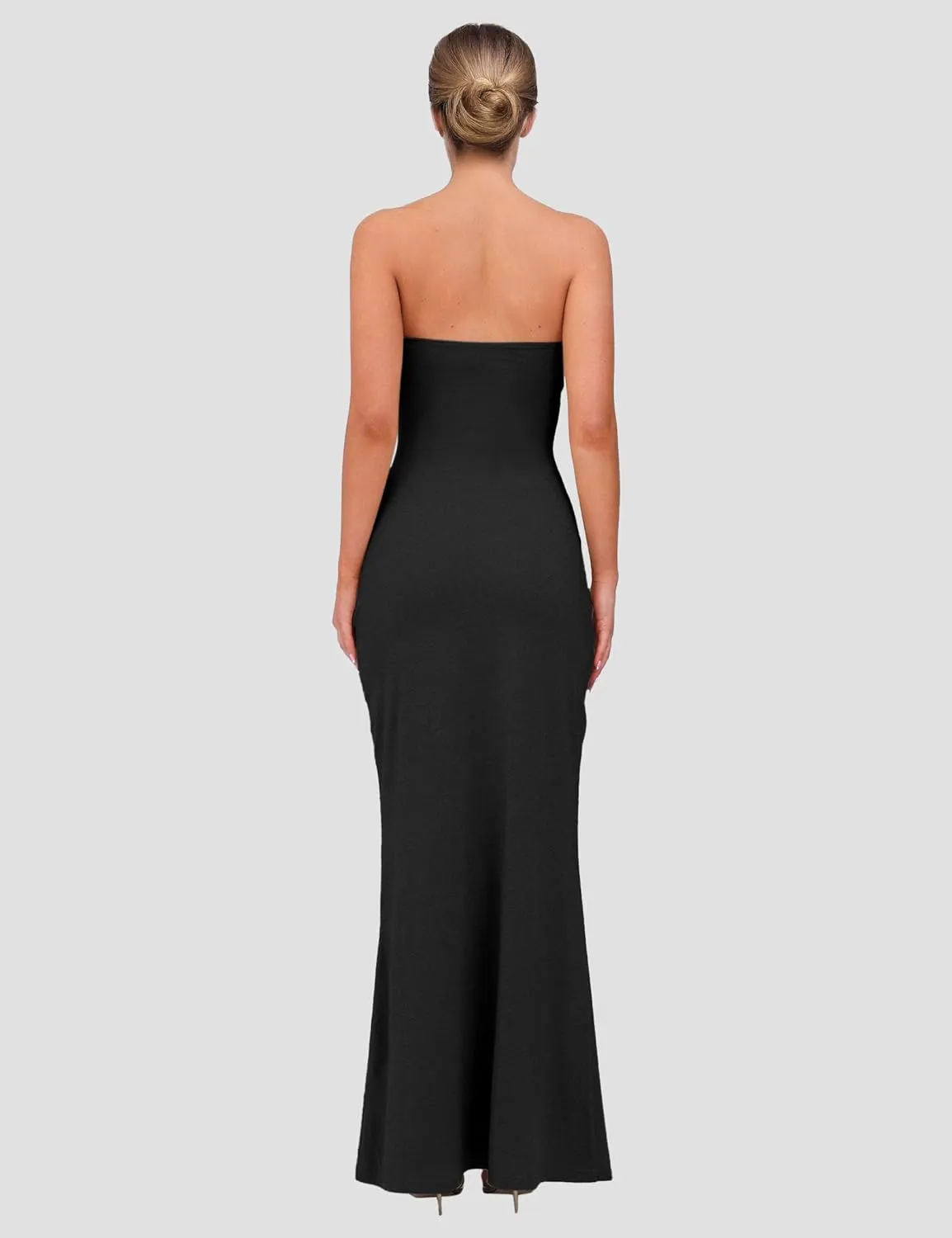 ISZPLUSH Womens Sexy Bodycon Tube Strapless Long Dress Y2K Ruffle Hem Trim Irregular Dress Going Out Tube Outfit
