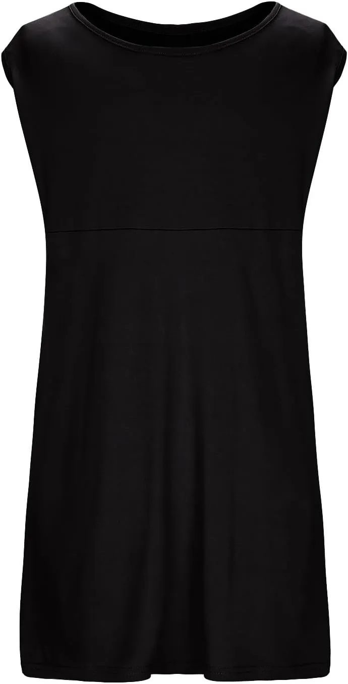 JOAU Women's Maternity Round Neck Sleeveless Mini Tank Dress Casual High Waist Flared A Line Solid Pleated Short Dresses