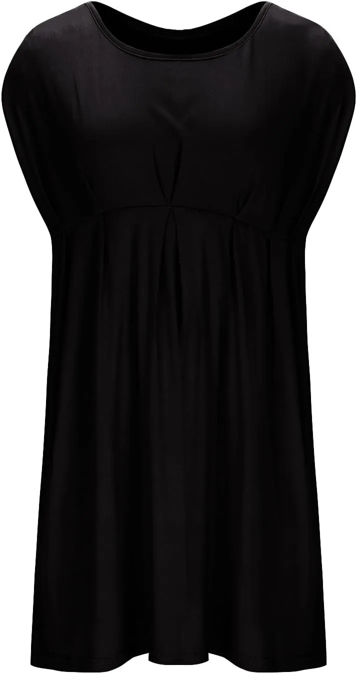 JOAU Women's Maternity Round Neck Sleeveless Mini Tank Dress Casual High Waist Flared A Line Solid Pleated Short Dresses