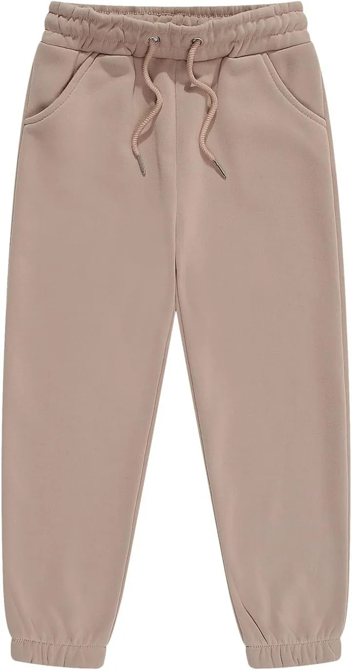 Kids Unisex Solid Cotton Elastic Waist Sweatpants Toddler Active Bottoms Baggy Athletic Trousers Jogger Pants