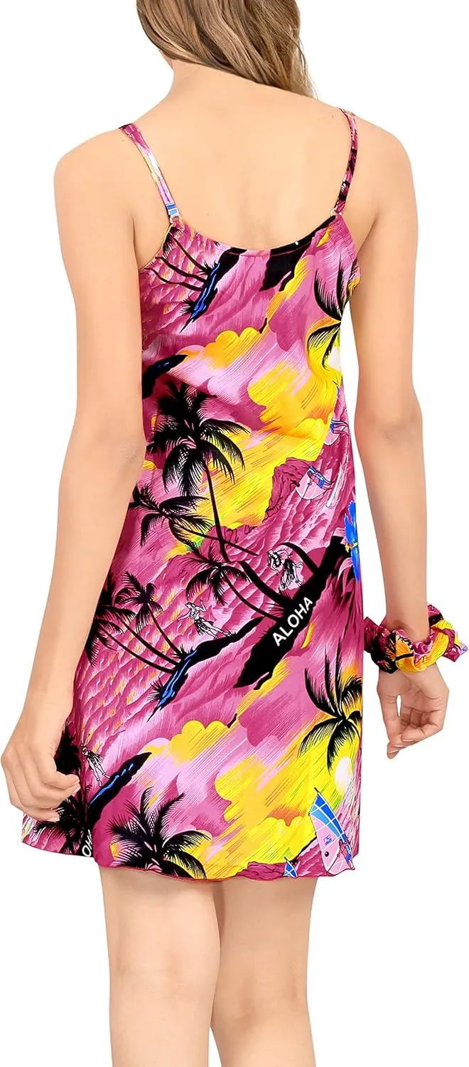 LA LEELA Women's Summer Beachwear Spaghetti Strap Nightgown Slip Beach Dress