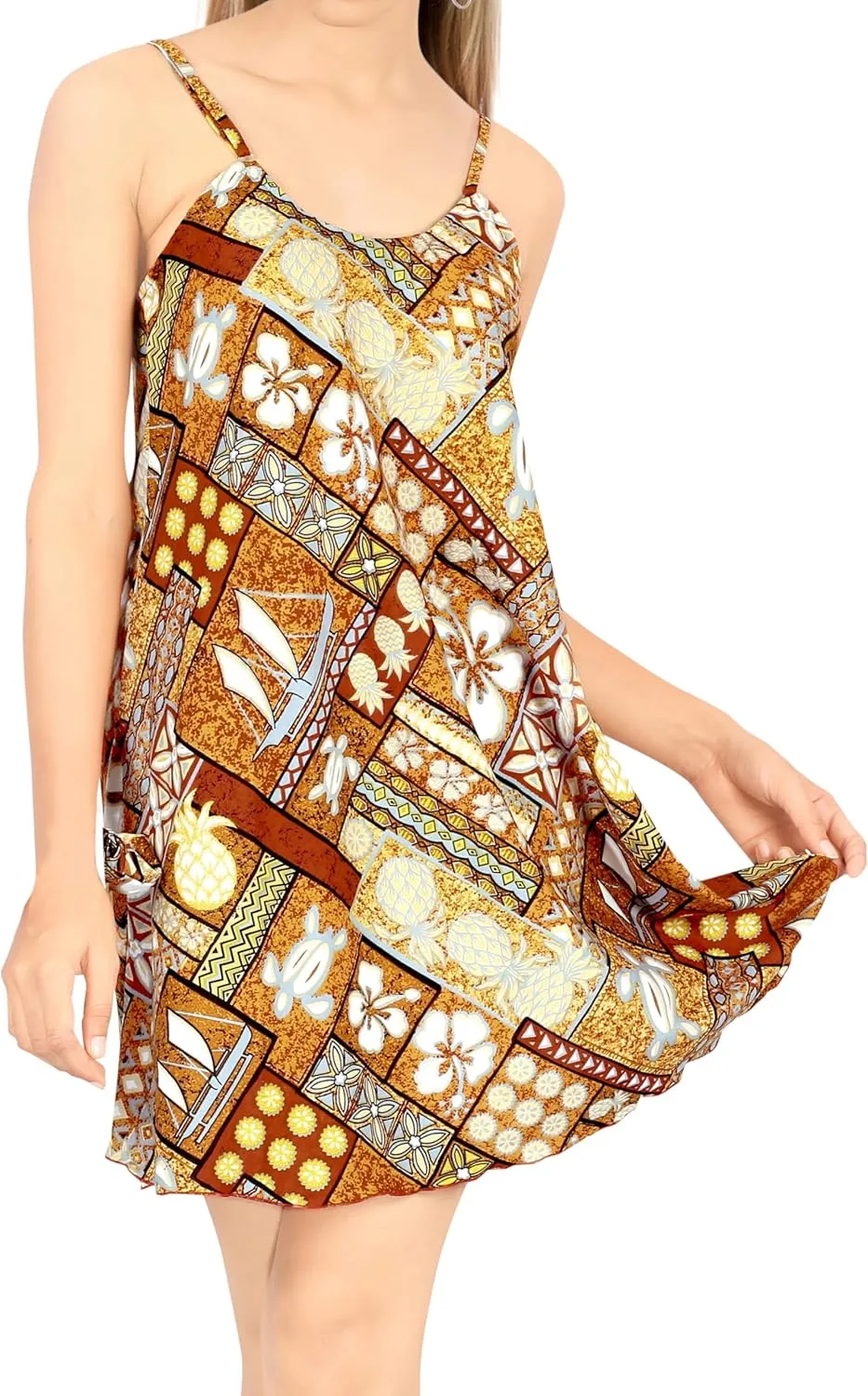 LA LEELA Women's Vacay Beach Summer Beachwear Dress Nightshirts Slip Nighty