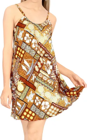 LA LEELA Women's Vacay Beach Summer Beachwear Dress Nightshirts Slip Nighty