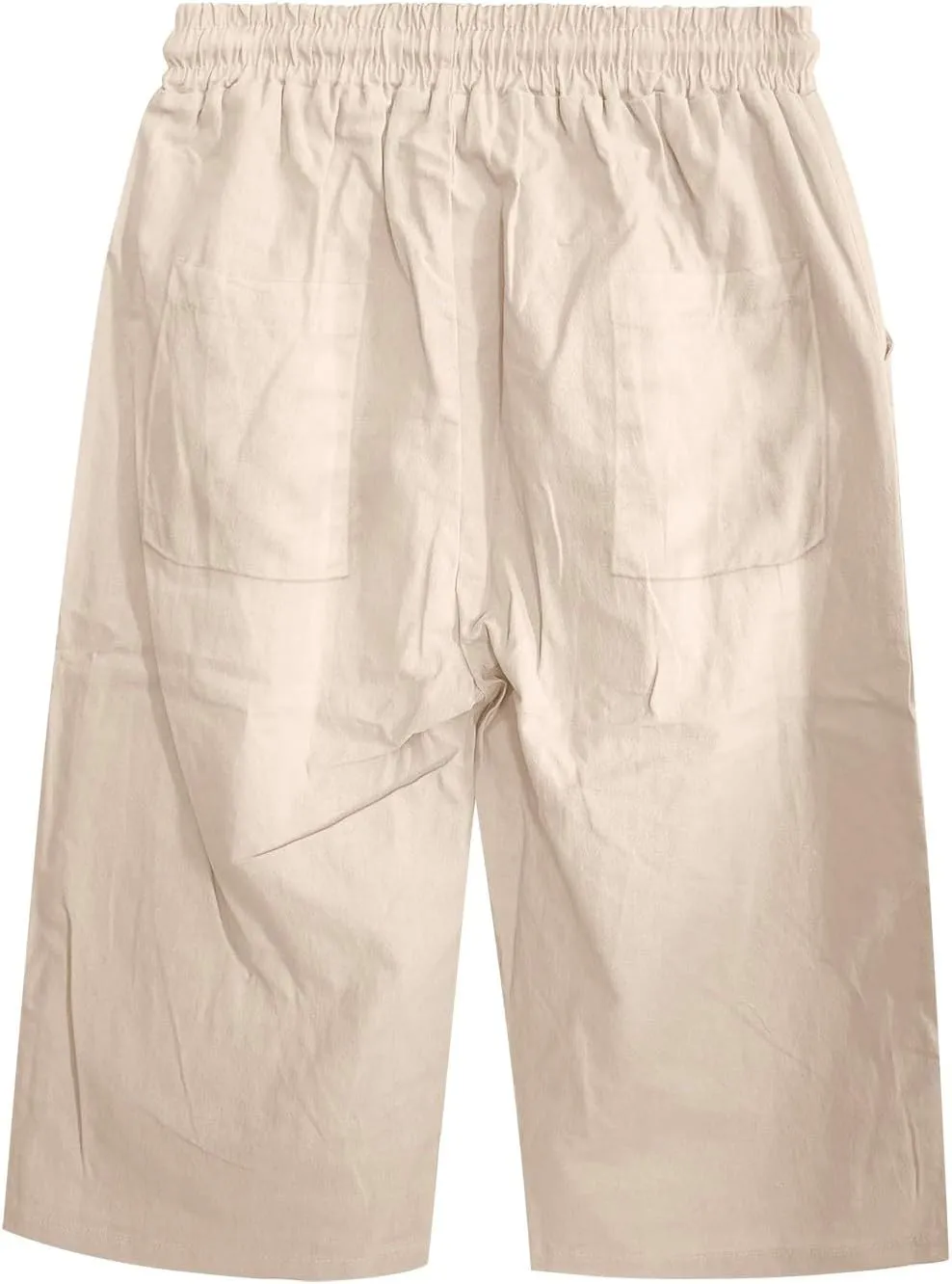 Linen Blend Pants for Women Cotton Linen Elastic Seven Pants Beach Casual Pants Linen Casual Summer Cropped Pants