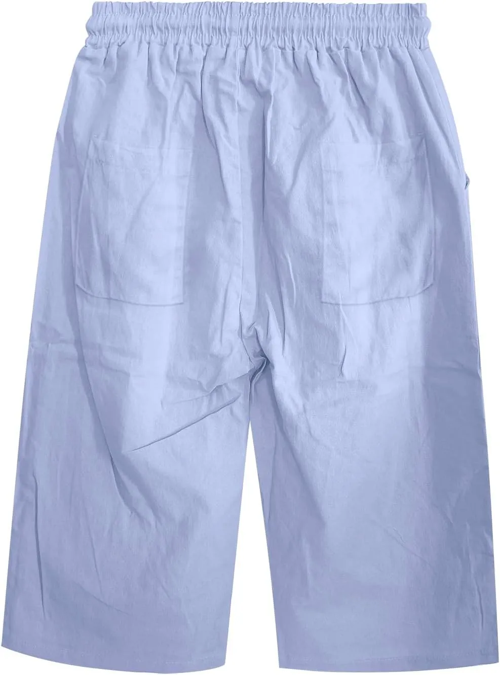 Linen Blend Pants for Women Cotton Linen Elastic Seven Pants Beach Casual Pants Linen Casual Summer Cropped Pants
