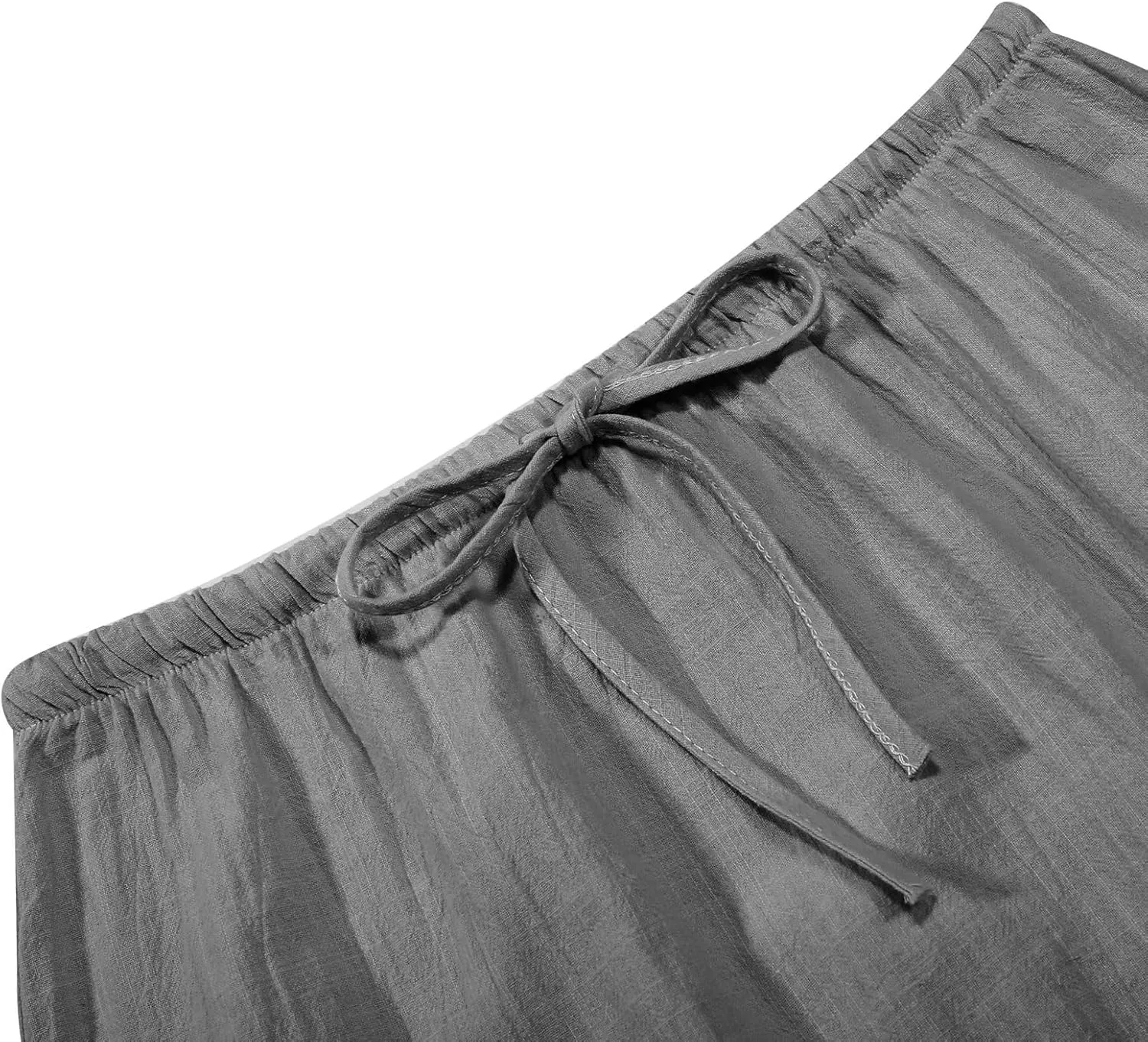 Linen Maxi Skirts for Women Summer Elastic Waist Drawstring A Line Long Flared Comfy Cute Vacation Boho Flowy Skirt