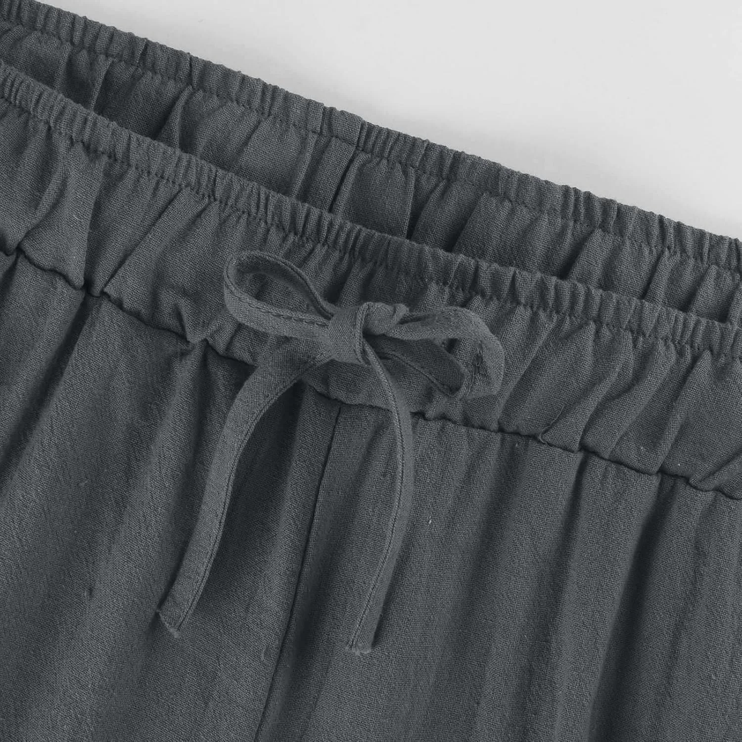 Linen Pants Women Summer Loose Wide Leg Palazzo Pants Beach Pants Straight Leg High Waisted Pants with Pockets
